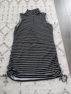 New with Tags Lands’ End Black White Striped Swim Cover Up Dress